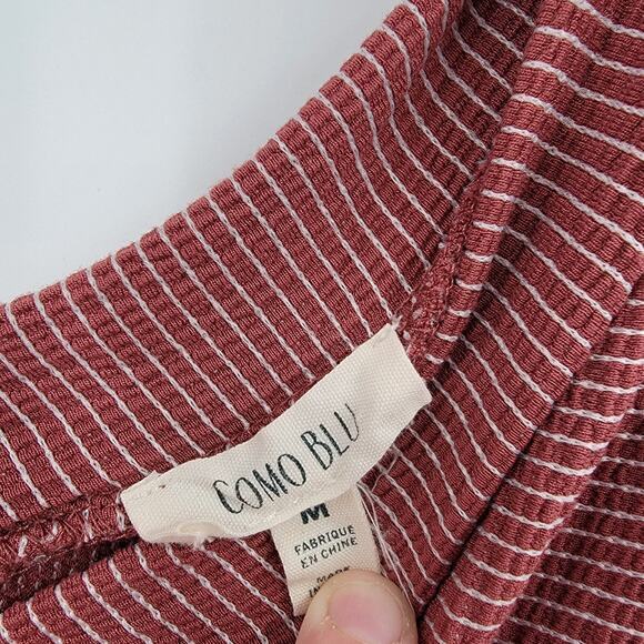 Como Blu Women's Striped Bell Sleeve V Neck Blouse Size Medium - Picture 5 of 8